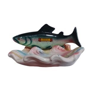 Souvenir of Lebanon Mo Fish Dish Porcelain Fish on Waves
